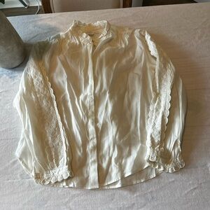 Trovata Cream Lace Trim Blouse